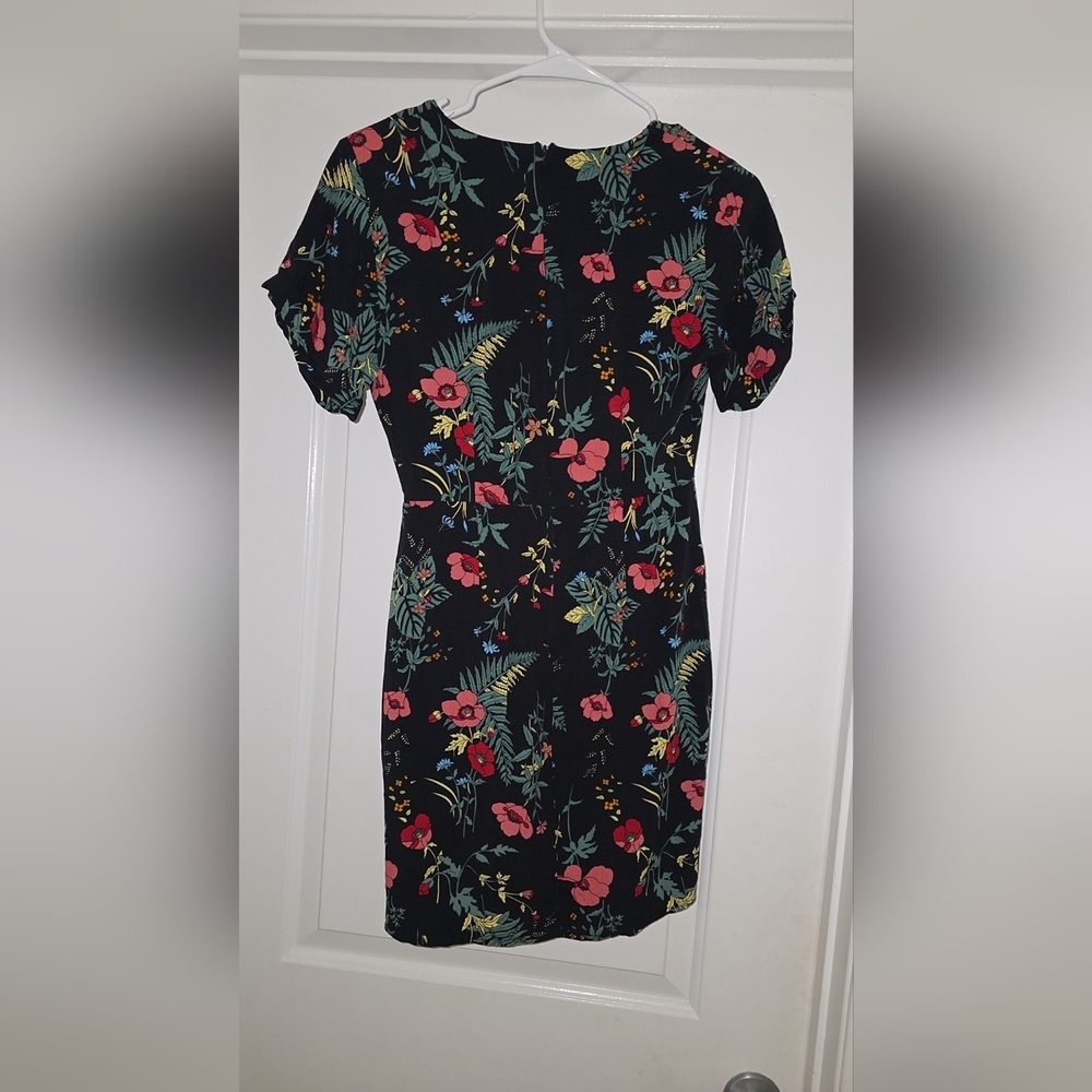 Lulus Black Floral Mini Dress Flowy Date Night Boho Feminine - Picture 4 of 4